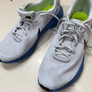 Nike White and Blue Athletic Shoes with Cushioned Sole